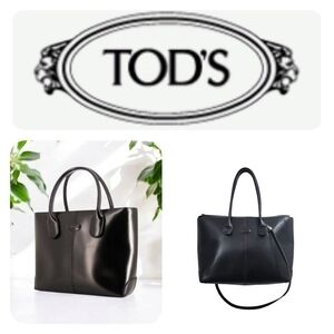 TOD'S Iconic Lady Di bag D-Bag tote shoulder dark brown leather classy